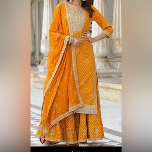 Brand new with tags. Beautiful mustard sharara set. Never worn.